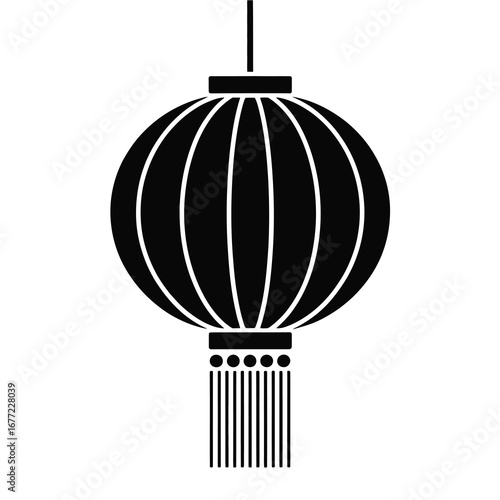Elegant silhouette of a traditional chinese lantern with tassel detail