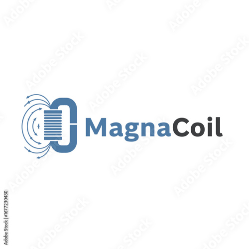magnetize magnetic field, logo design illustration