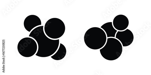 Multiple circle photo collage grid template. Black and white picture wall album for abstract background, business, collage art.