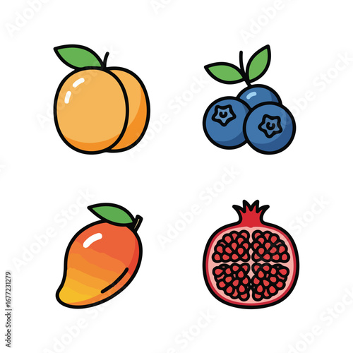 Wallpaper Mural Four colorful fruits illustration graphic design Torontodigital.ca