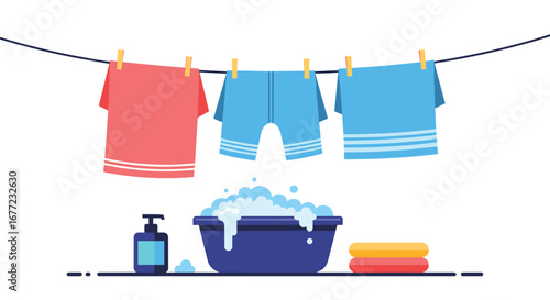 Fresh laundry drying on a line brightens your day with clean clothes and a sense of renewal