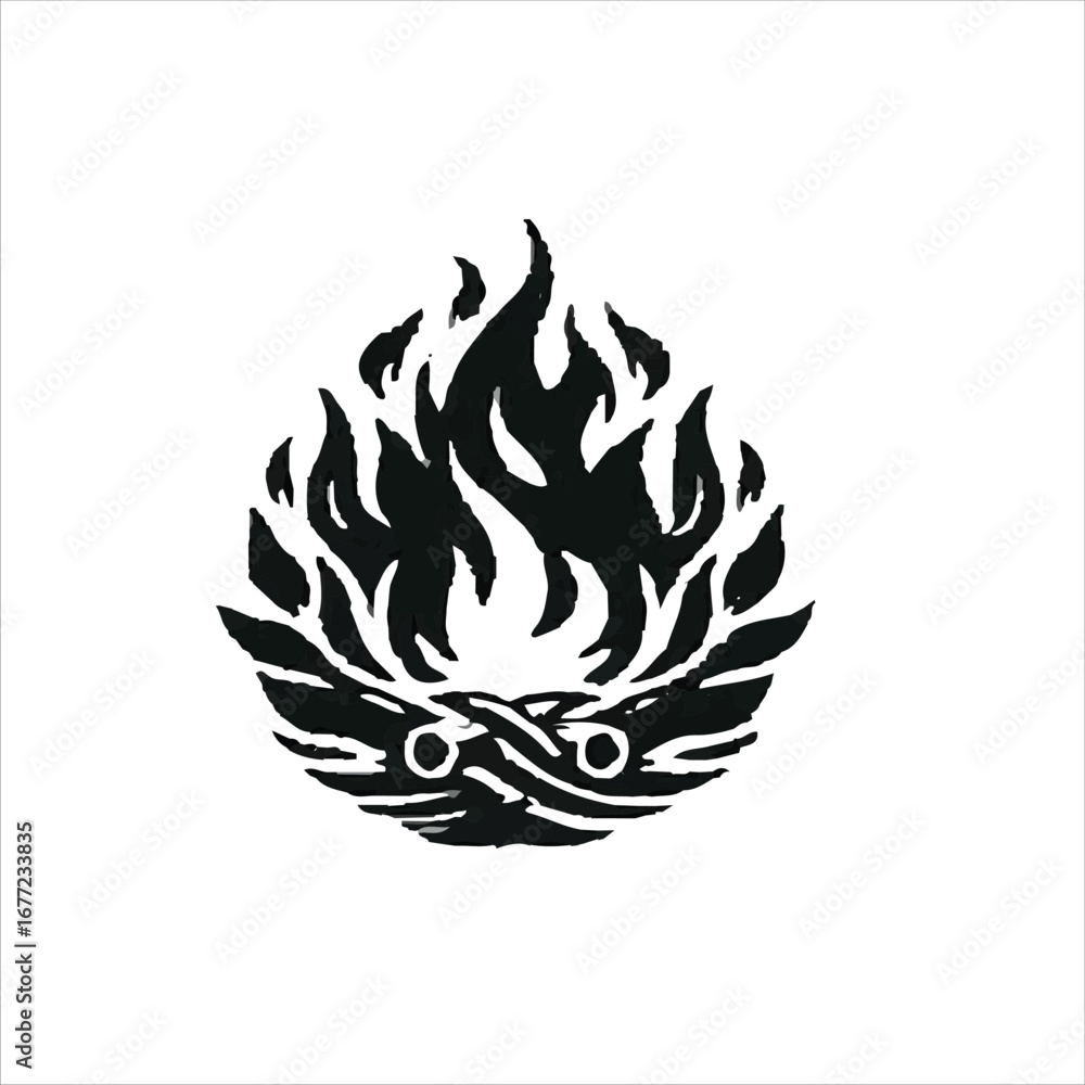 Fire logo art black and white Fire logo art black and white