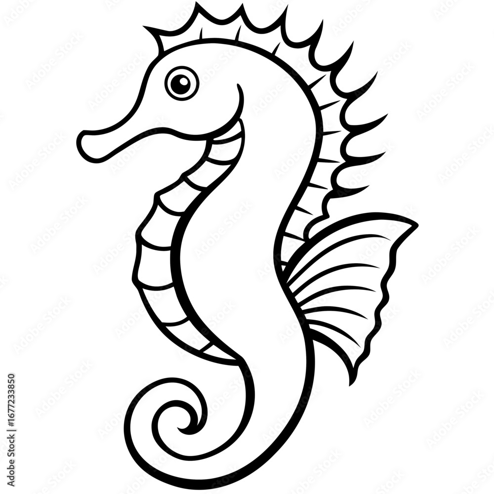 Fototapeta premium Seahorse line art vector