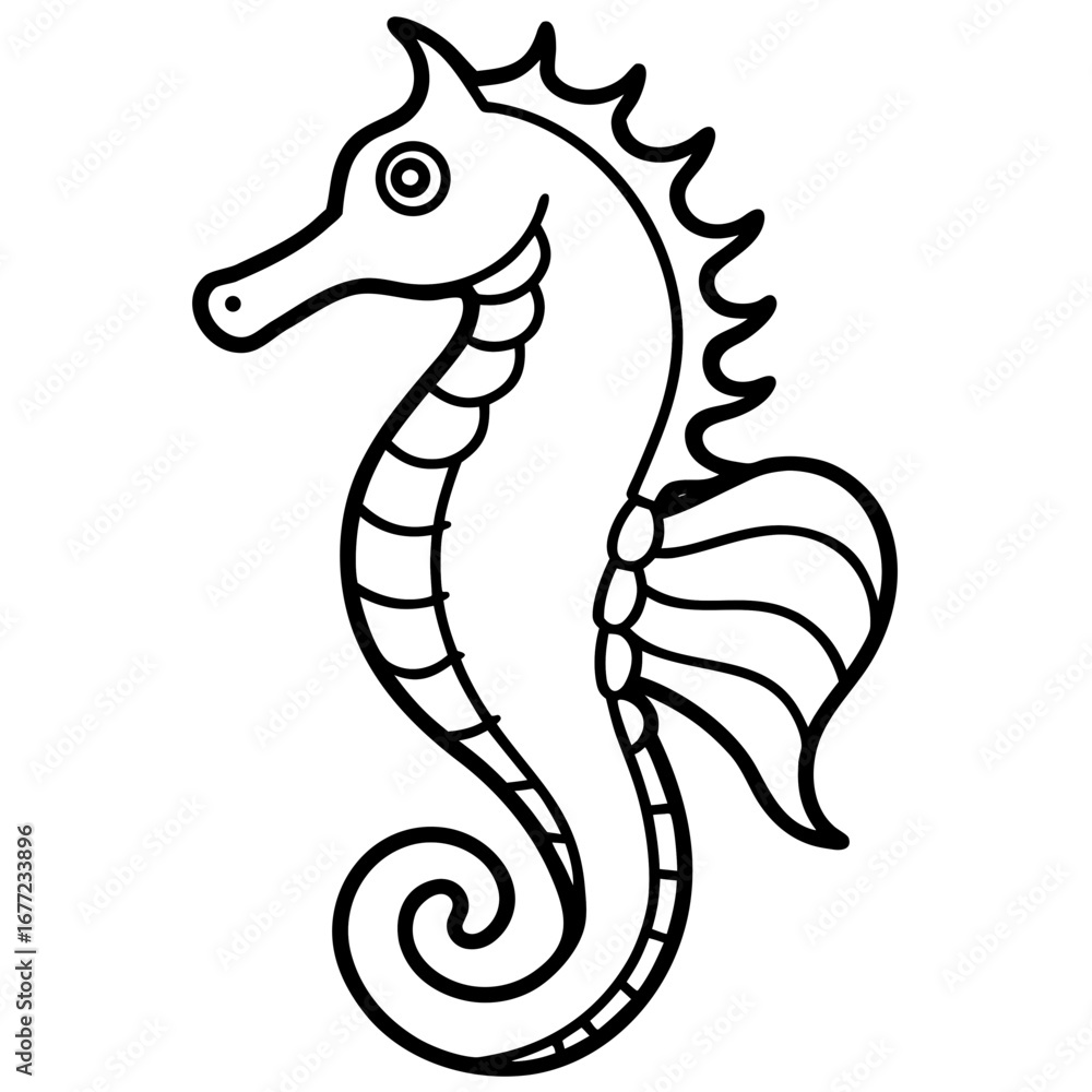 Fototapeta premium Seahorse line art vector
