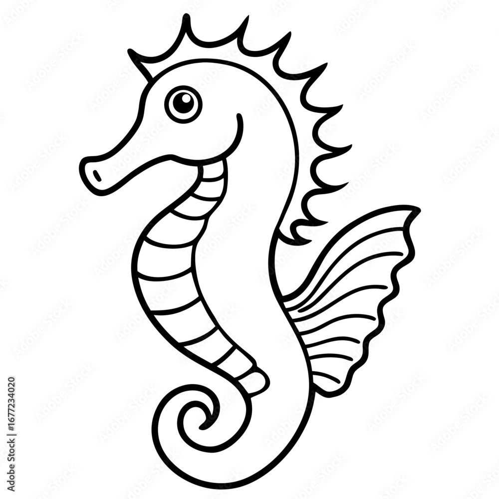 Fototapeta premium Seahorse line art vector
