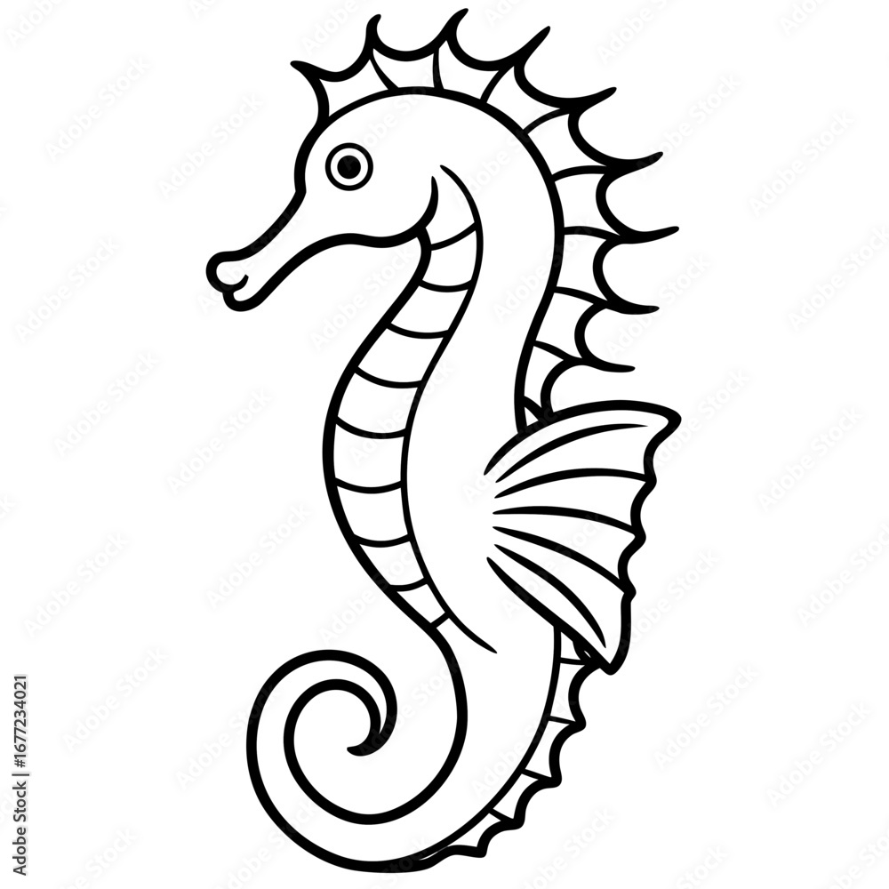 Fototapeta premium Seahorse line art vector