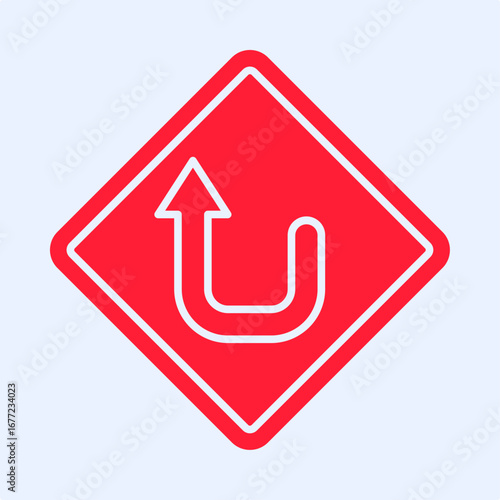 Turn up symbol trendy artwork useful vector Illustration red design cute colorful background