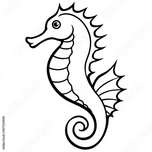 Seahorse line art vector
