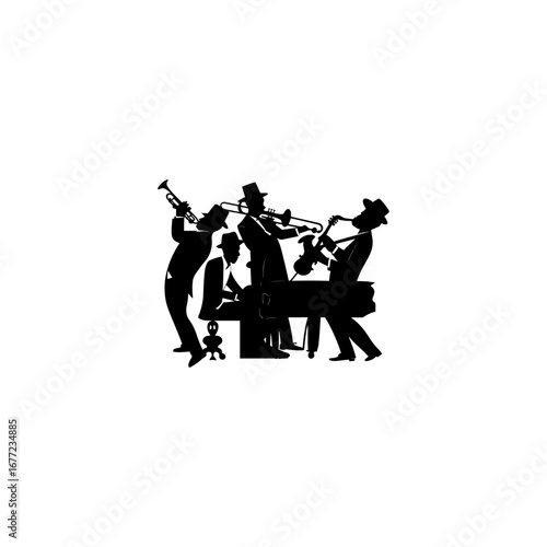 Set of musician silhouette vector illustration on isolated white background.  