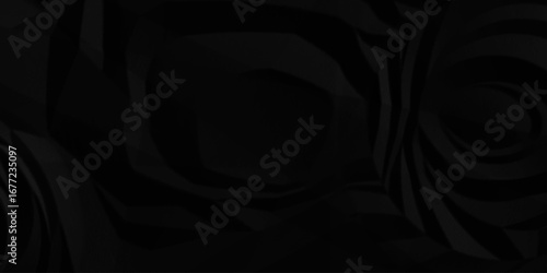 Black paper wrinkled texture for background space. Rough blackpaper. Paper texture, recycled creased paper background.