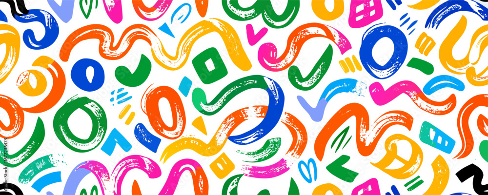 Fototapeta premium Colorful Abstract Paint Strokes Seamless Pattern