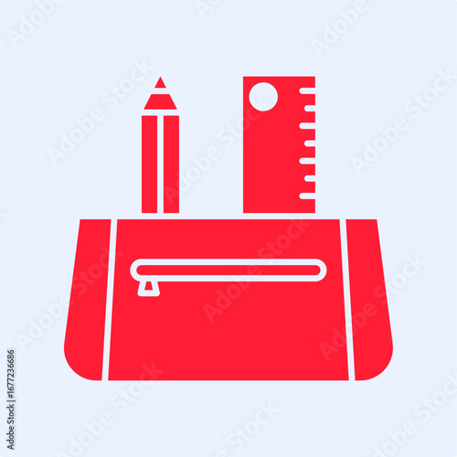 Pencil Case symbol trendy artwork useful vector Illustration red design handsome colorful background