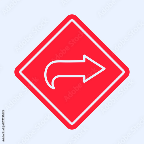 Curved Right symbol trendy artwork useful vector Illustration red design pretty colorful background