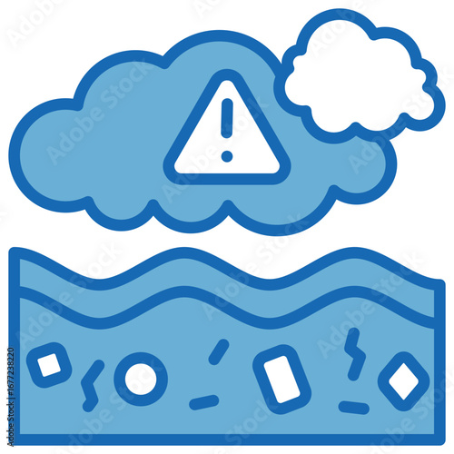Pollution Blue White Icon Editable Stroke