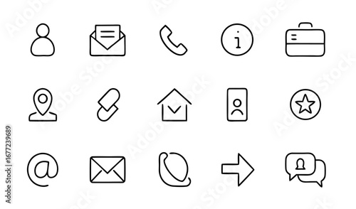 Contact Us Icons: Email, Phone, Address, User Profile, and More