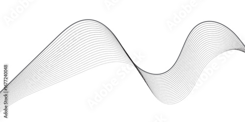 Dynamic wavy pattern of dotted lines in gradient black tones, flowing horizontally with overlapping curves that give depth and motion, resembling sound waves, data visualization, or digital abstract a