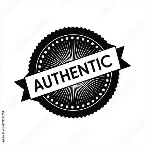 Black and white authentic seal graphic   vintage style badge design   guaranteed quality emblem.