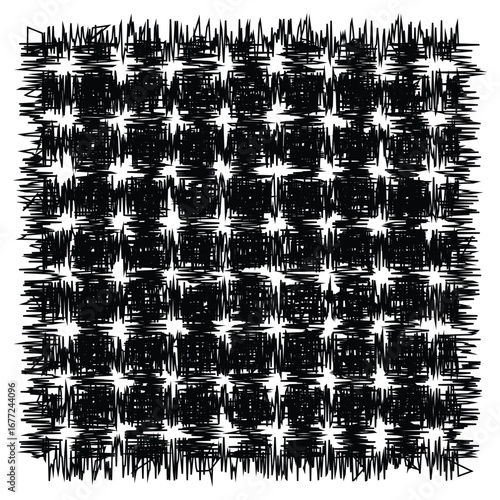 A dense seamless pattern of chaotic cross-hatching and scribbled lines creating a rough texture, vector illustration