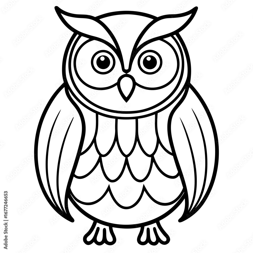 Naklejka premium Owl line art vector (