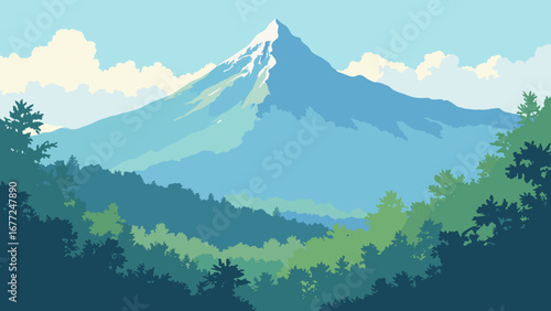 Mount Kinabalu with lush rainforest below, Sabah, Malaysia