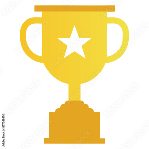 Golden Trophy Icon with Star – Flat Style Award Cup Illustration