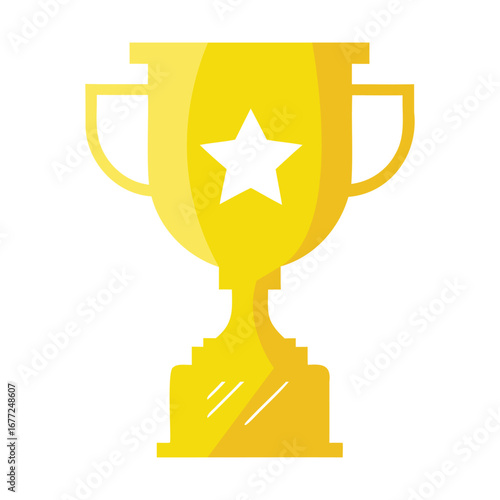 Golden Trophy Icon with Star – Flat Style Award Cup Illustration