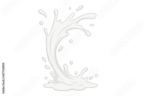 Milk splash and pouring, white cream or yogurt wave. Abstract liquid drink flow, fresh natural dairy product drop. Vector illustration isolated on transparent background.