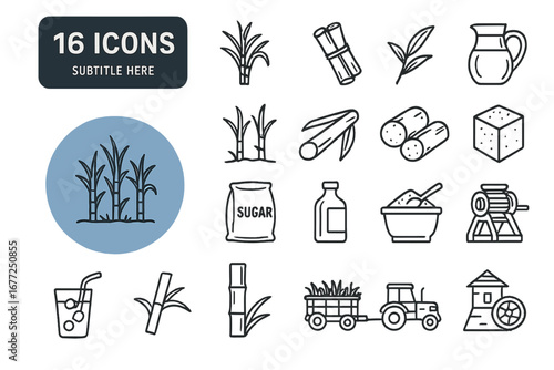 The Sugar Cane icon set provides high-quality, minimalist designs ideal for websites, mobile apps, books, and social media