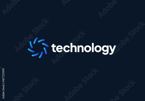 Technology logo design vector. Clean and modern tech logo design. Abstract technology symbol in simple style.