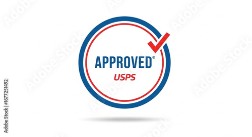 Mail delivery approved stamp with check mark illustration