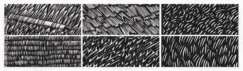 Six Hand-Drawn Black and White Texture Patterns