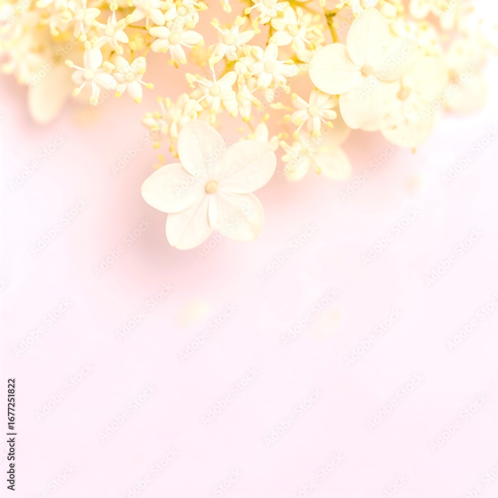 Fototapeta premium Delicate white flowers on pastel background