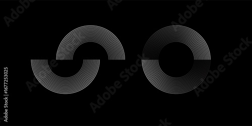 Circular spiral sound wave rhythm from lines.vector