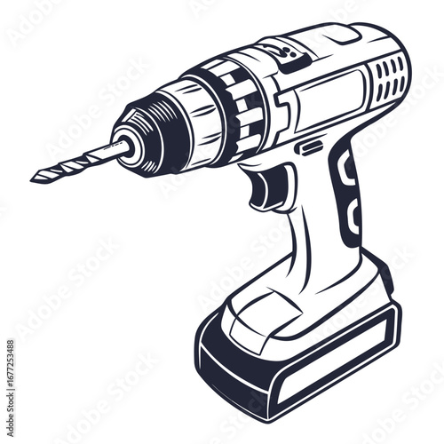 vector illustration of electric drill