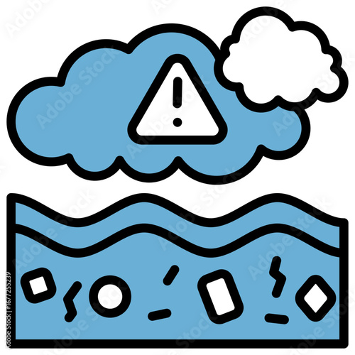 Pollution Blue Black Icon Editable Stroke