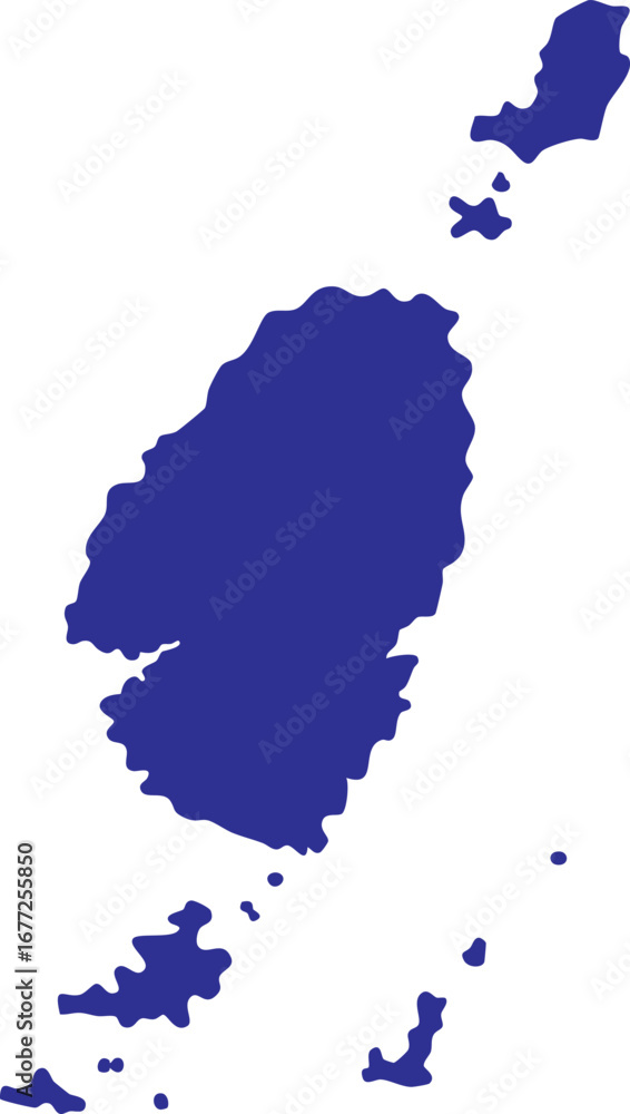 Fototapeta premium Blue Saint Vincent and the Grenadines map icon silhouette isolated on white background vector illustration