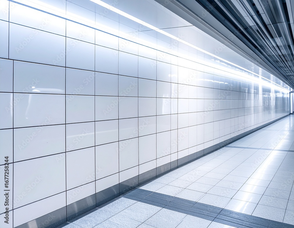 Obraz premium Modern corridor wall with LED strip lighting