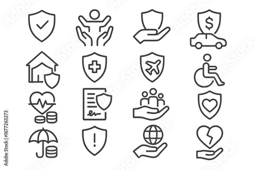 Collection of insurance and protection icons