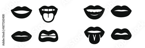 Collection of stylized lips with different expressions