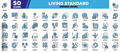 Living Standard Iconset Blue Black Editable Stroke