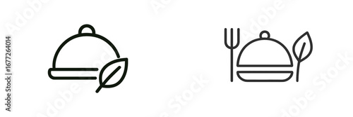 Food service icon with leaf and fork