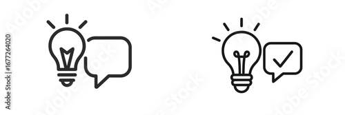 Light bulb and speech bubble icons