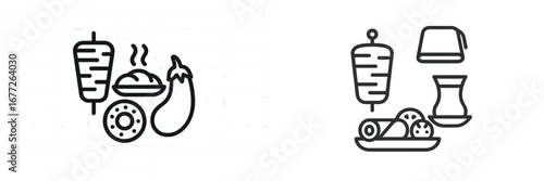 Doner Kebab and Turkish Tea Icons