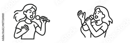 Singer with microphone, expressive gestures