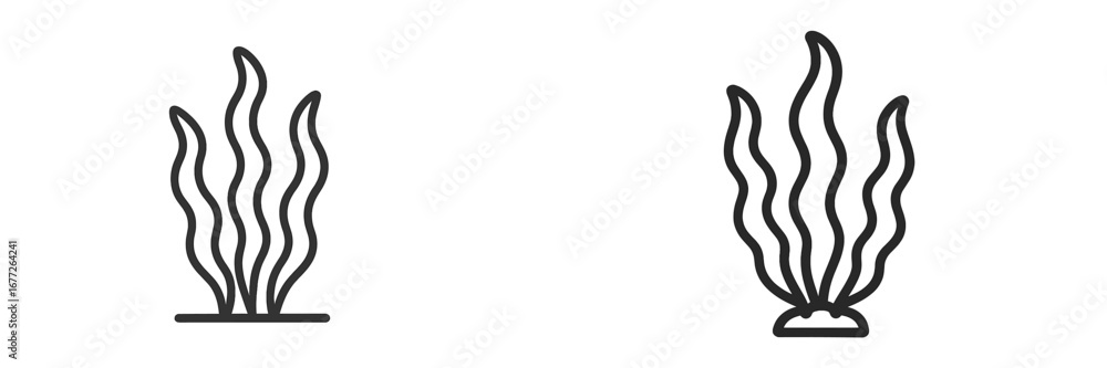 Obraz premium Two stylized wavy plants on black background