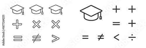 Graduation Caps and Math Symbols