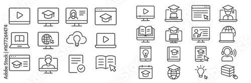 Online Education and Learning Icons Set