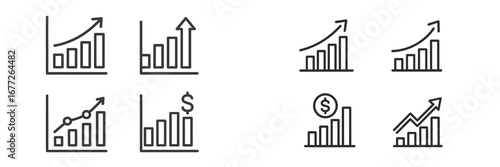 Bar chart icons with upward trend arrows