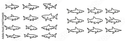 Collection of shark outlines