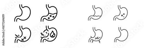 Stomach health and digestive issues icons